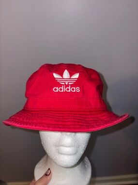 Adidas Red Embroidered Logo Bucket Hat OSFM 2022 style